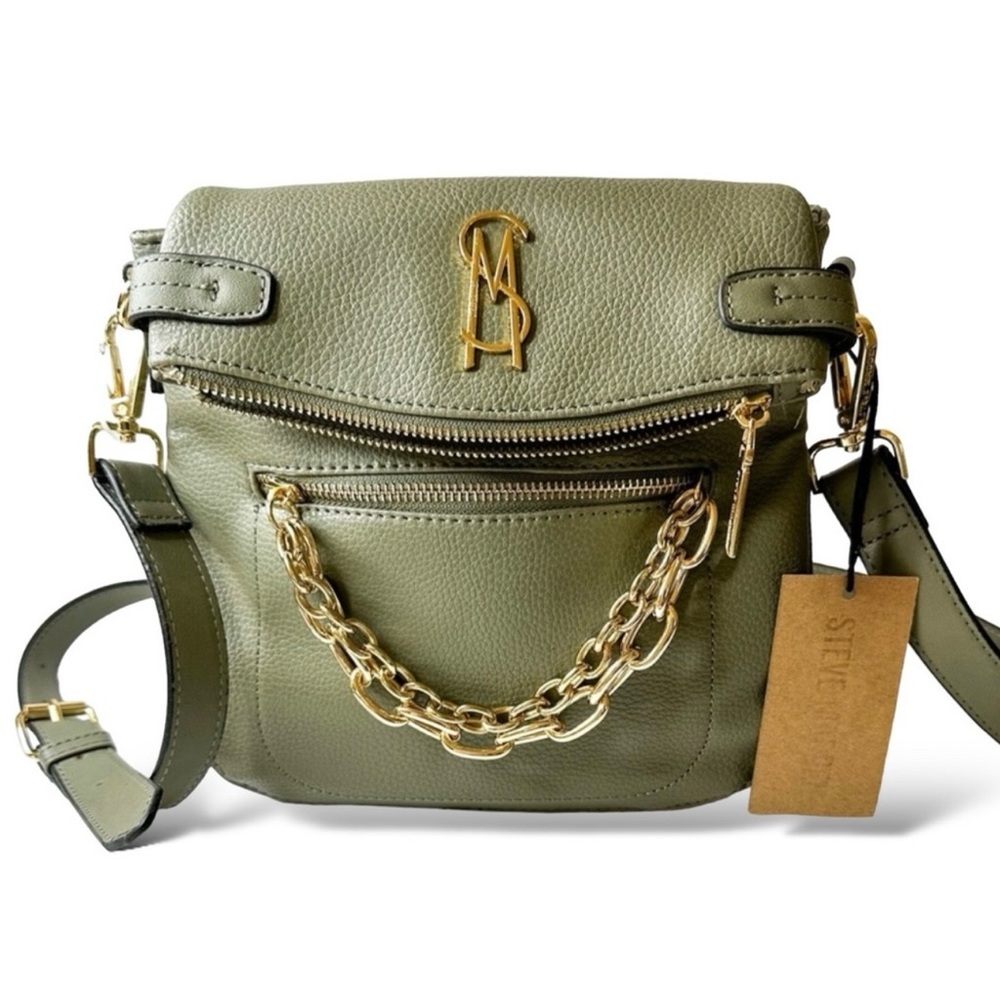 NWT Steve Madden Bharin Shoulder &
Crossbody Olive Bag With Gold Hardware